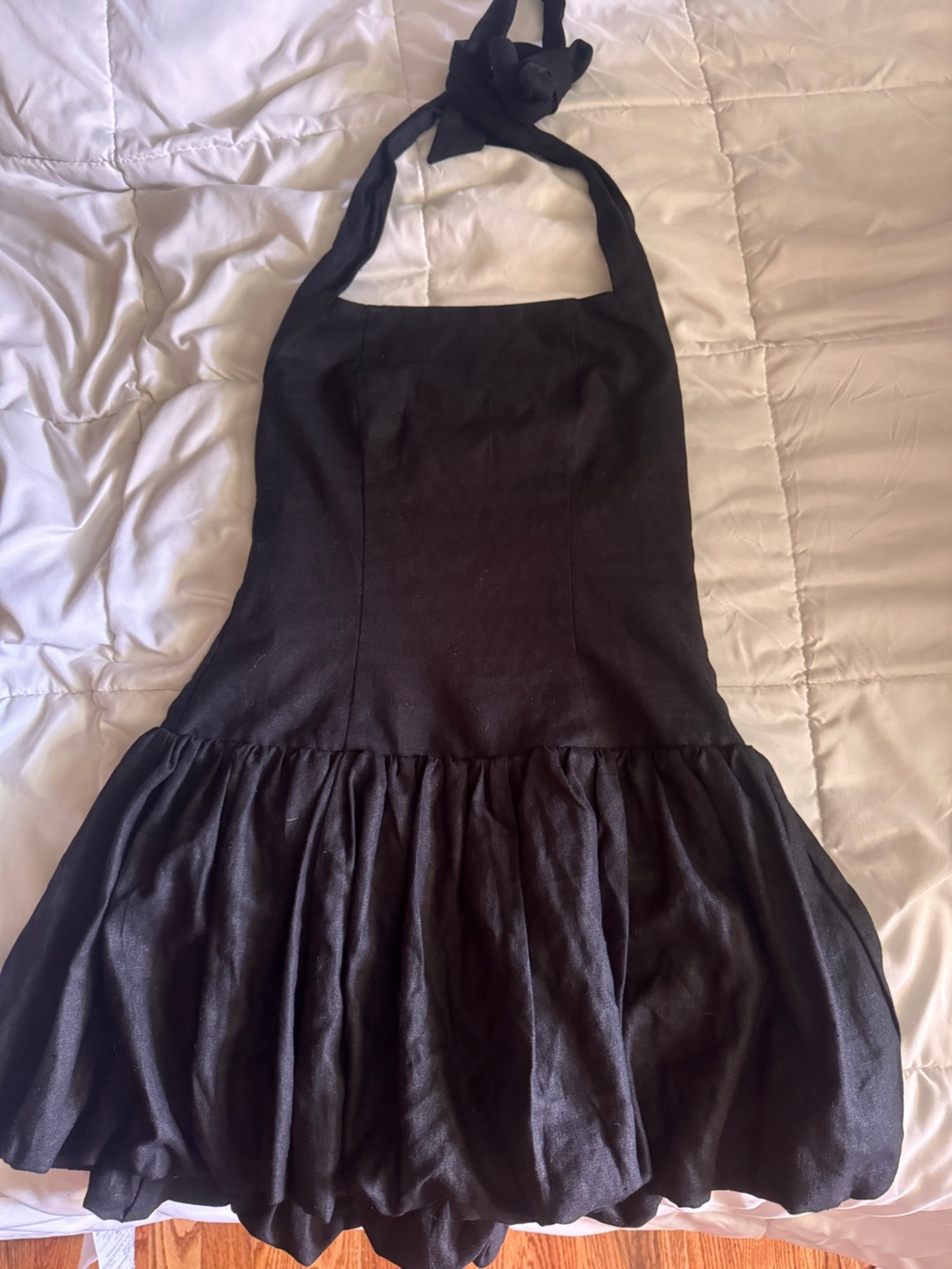 House of Harlow 1960 Black Halter Mini Bubble Dress